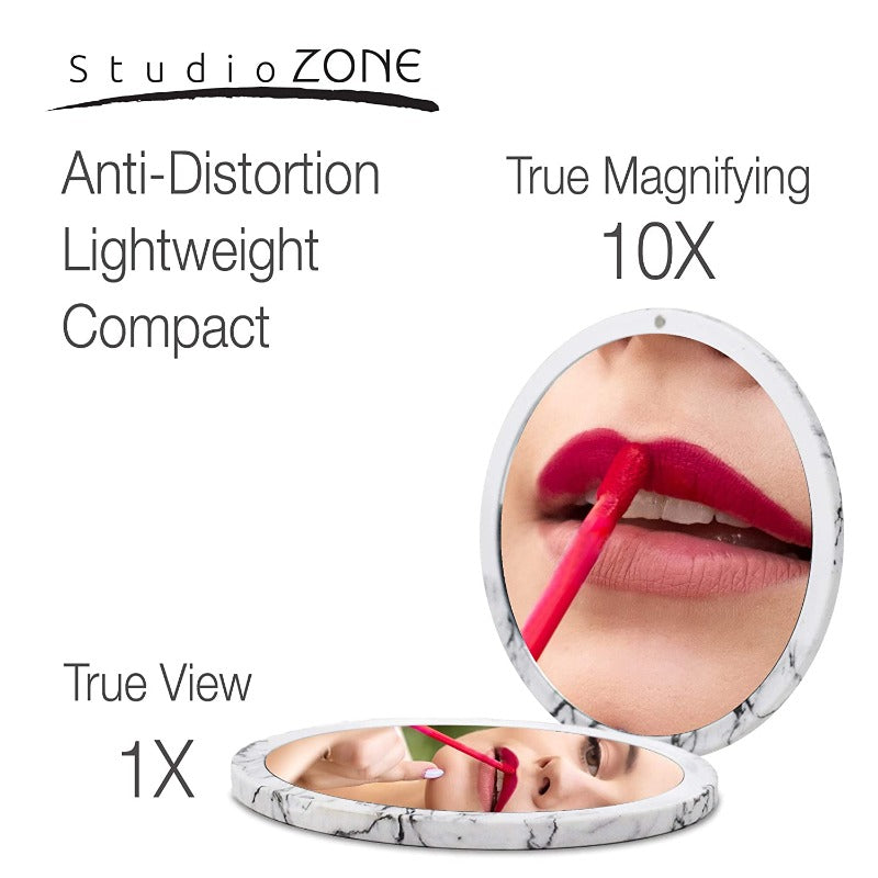 StudioZone Magnifying Makeup Marble Compact Mirror